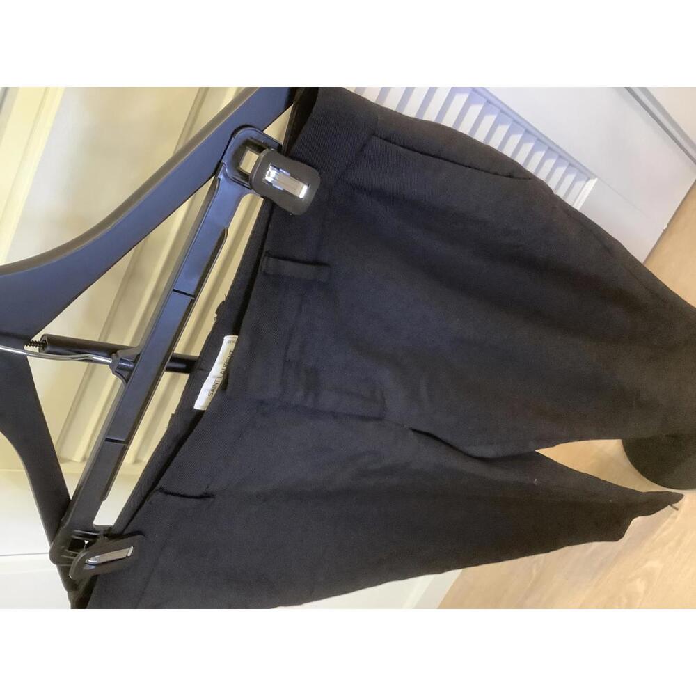 Saint Laurent Black Flat Front Pant Trouser Ankle Luxury Work Office Casual FR36